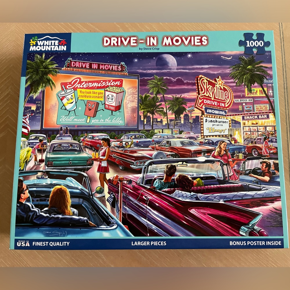 1000 piece jigsaw puzzle by White Mountain - Drive-In Movies
